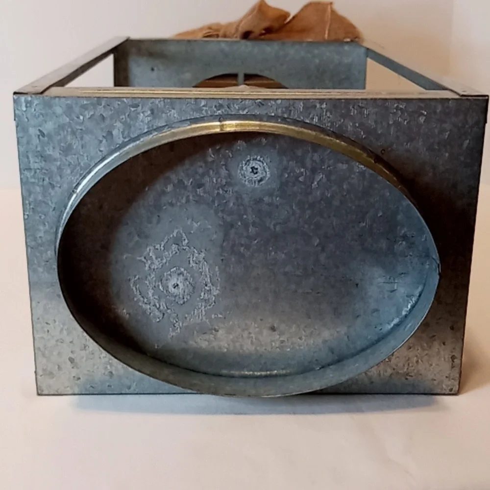 Pottery Barn Galvanized Large Metal Cut Out Hanging Lantern/Candle Holder
